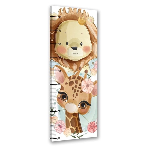 [A05550] Cadre avec mètre pour mesurer la hauteur des enfants de 40 cm fabriqué en mdf lion et girafe