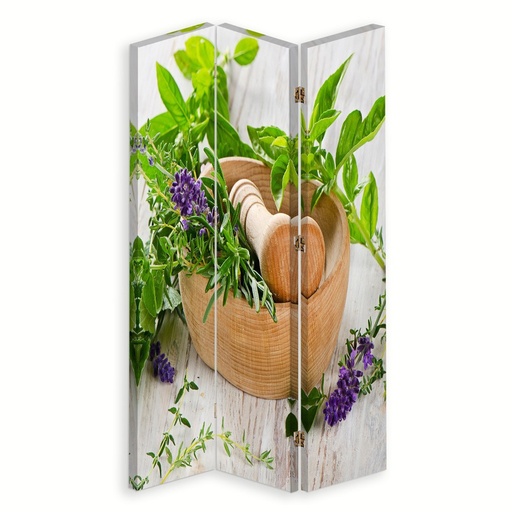 [A06306] Paravent pliable composé de trois parties mortier pour plantes aromatiques