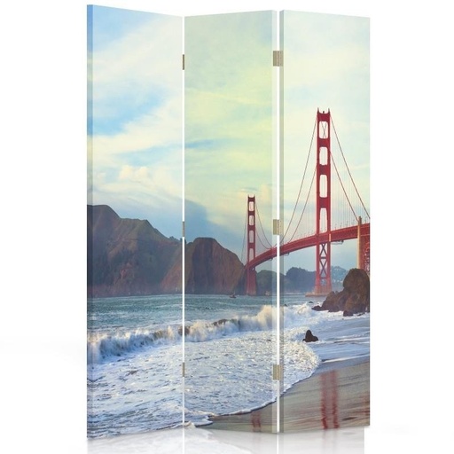 [A06317] Paravent pliable composé de trois parties pont golden gate