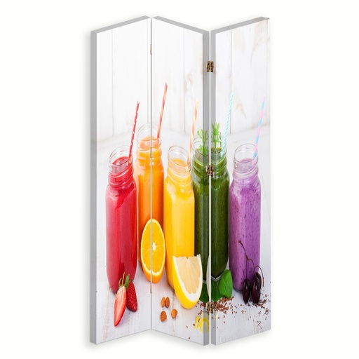 [A06349] Paravent avec image de jus de fruits fabriqué en mdf et toile