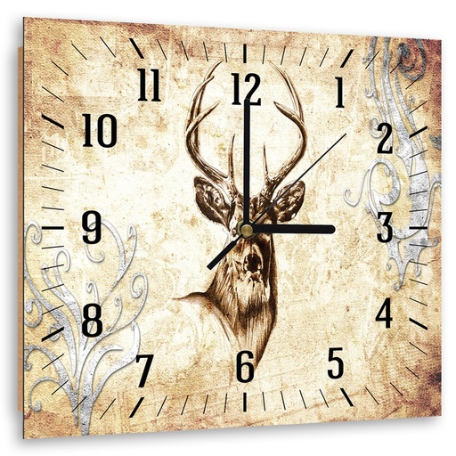 Horloge murale décorative en panneau de fibres de bois classique avec une finition de couleur beige