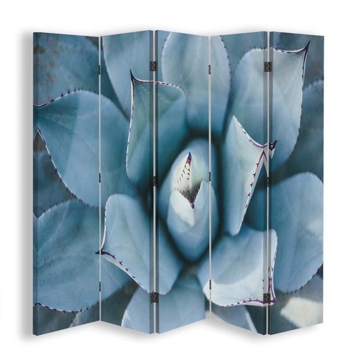 [A09177] Paravent séparateur d'espaces avec image d'agave imprimée sur toile avec finition verte et cadre en mdf