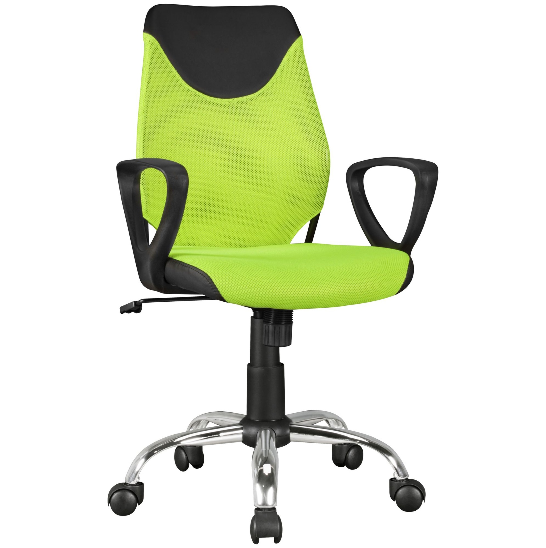 [A09477] Chaise de bureau enfant KiKa noir citron vert pour enfants à partir de 6 ans avec dossier