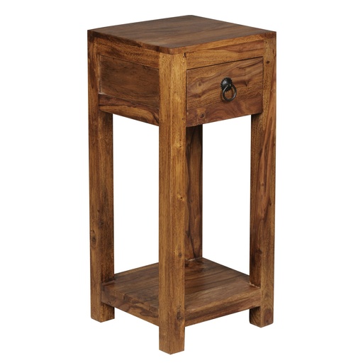 [A09580] Table d'appoint MUMBAI en bois de Sesham massif 68 cm de haut avec tiroir design style maison de campagne