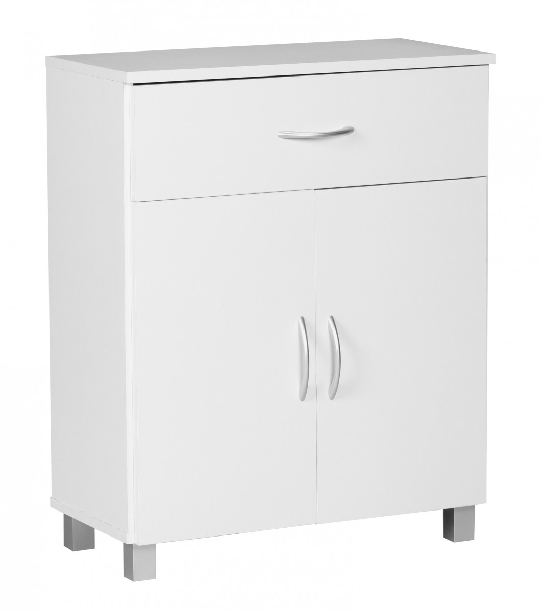 [A09590] Buffet blanc 60x75x30cm avec tiroir et portes