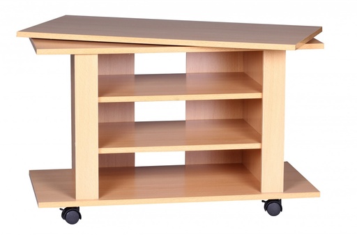 [A09593] TV HiFi banc LUCA table TV en hêtre rotative et enroulable 75 x 38 x 51 cm