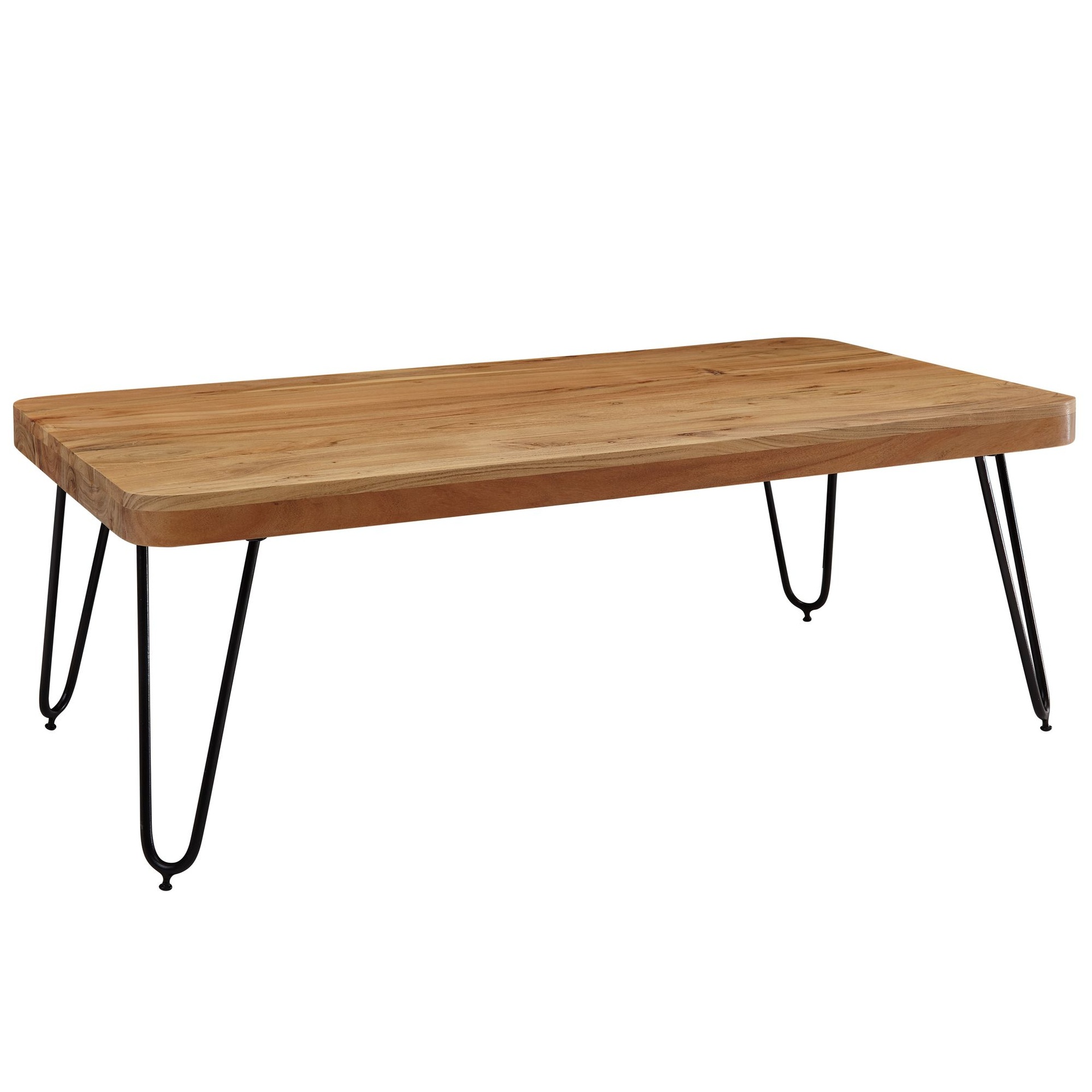 [A09629] Table basse BAGLI en bois d'acacia massif 115 cm de large design pieds en métal style maison de campagne