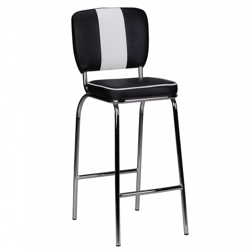 [A09686] Chaise de bar American Diner années 50 rétro noir et blanc