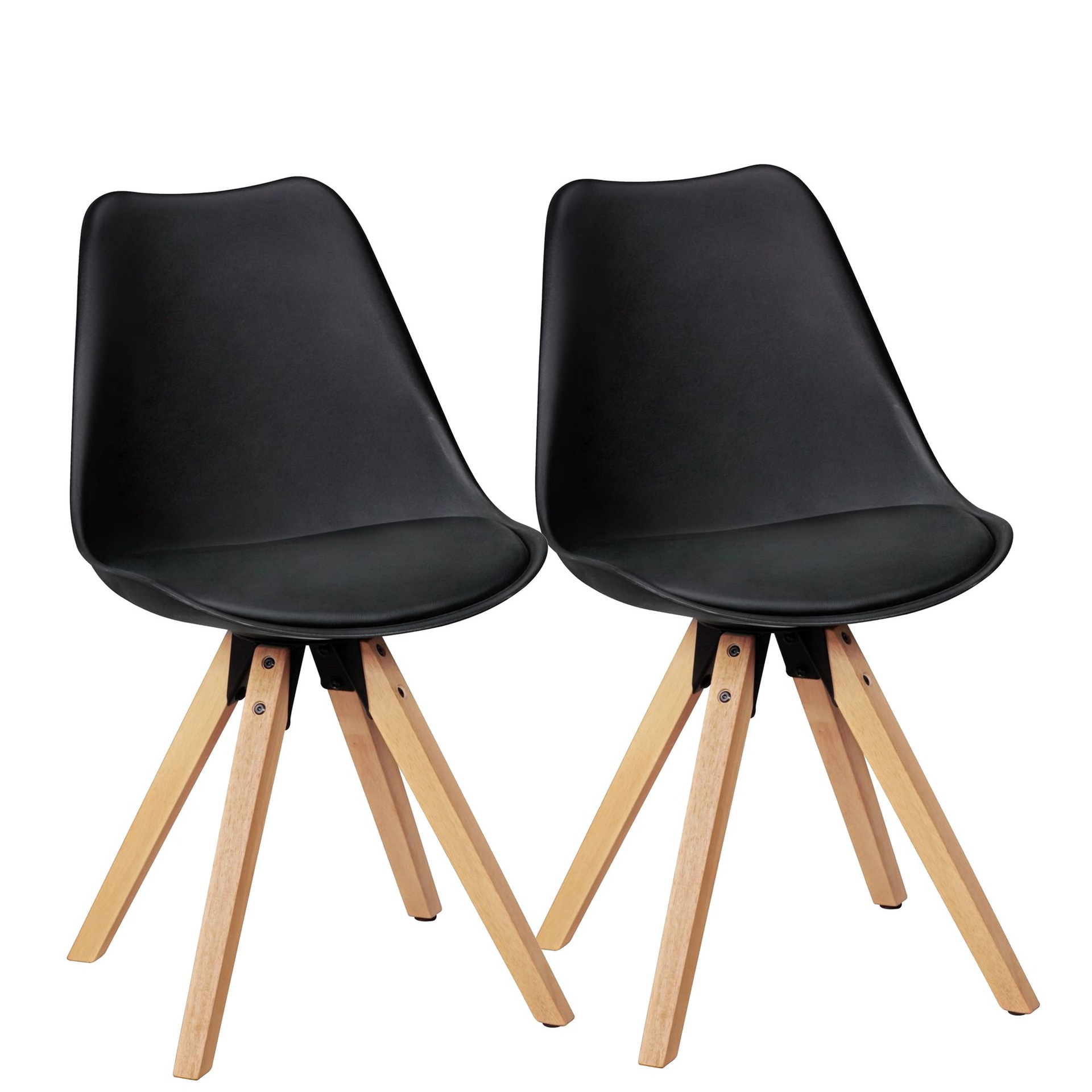 [A09732] Lot de 2 chaises de salle à manger rétro Lima Noir