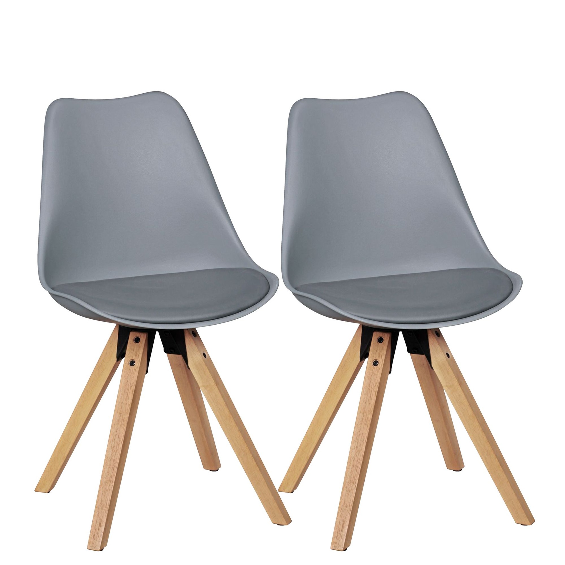 [A09733] Lot de 2 chaises de salle à manger rétro Lima gris