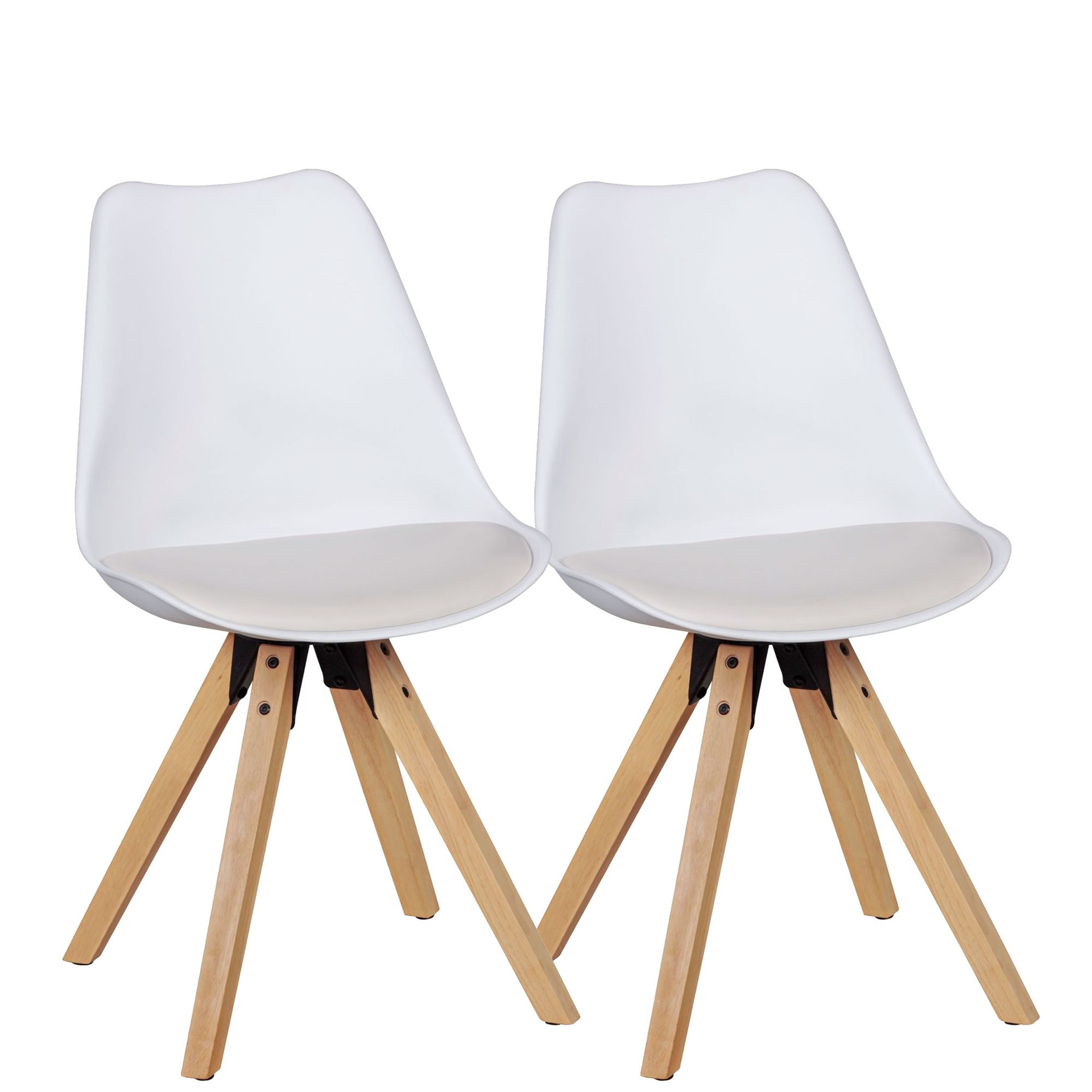 [A09734] Lot de 2 chaises de salle à manger rétro Lima Blanc