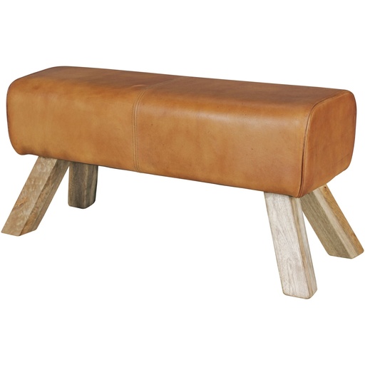 [A09754] Tabouret Design Bois 90x30x43 cm Cuir Moderne Springbok