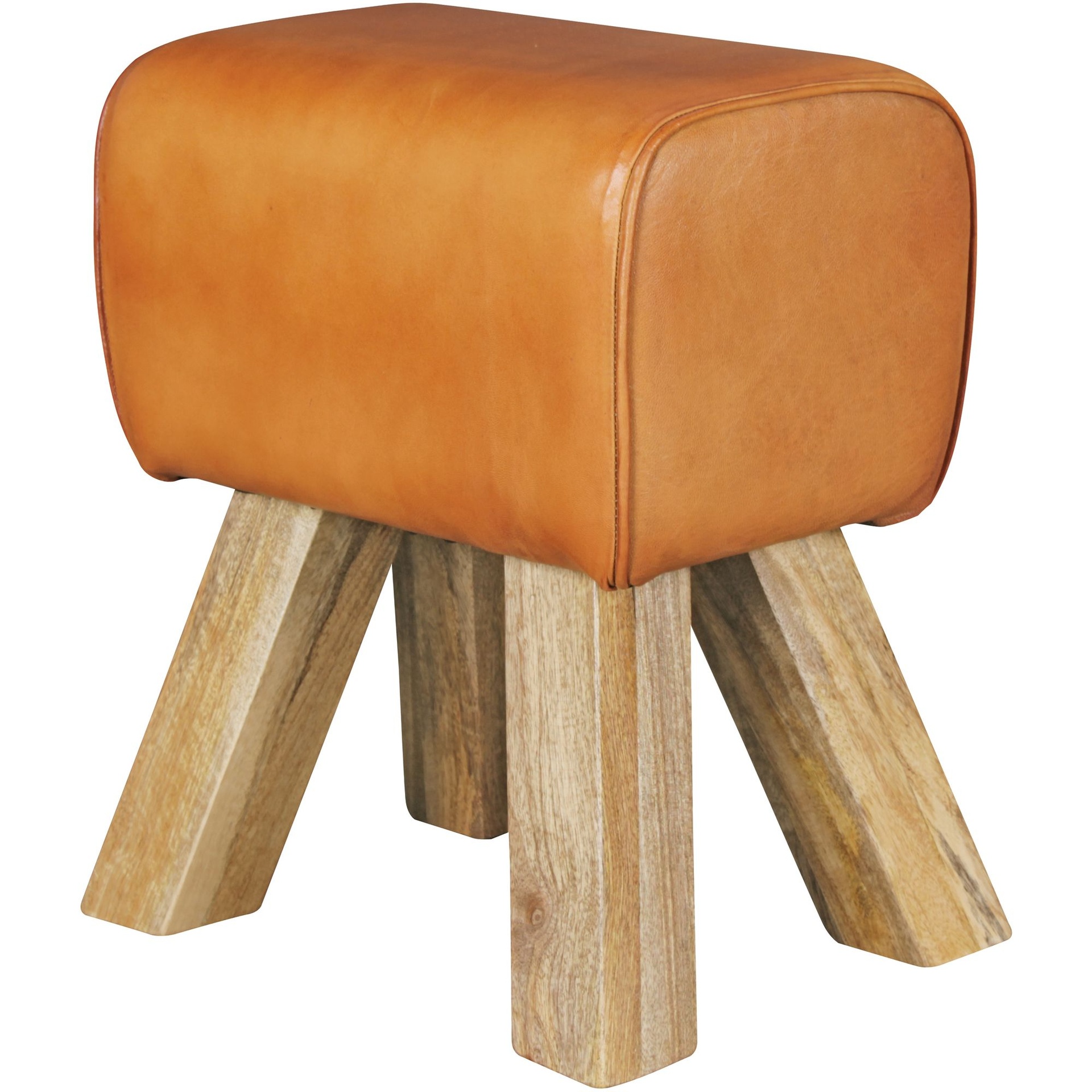 [A09756] Design Tabouret Turnbock marron 40 x 30 x 47 cm