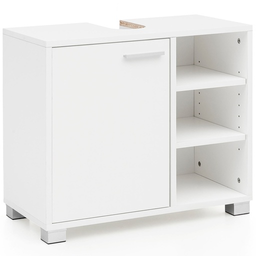 [A09823] Meuble vasque 60x55x32cm meuble de salle de bain blanc avec porte