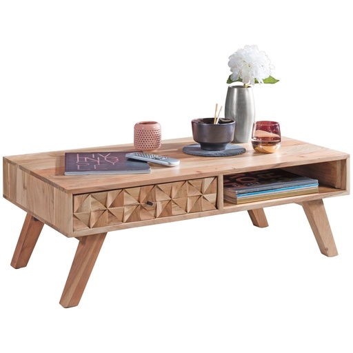 [A09859] Table basse REWA 95 x 35 x 50 cm en bois d'acacia massif