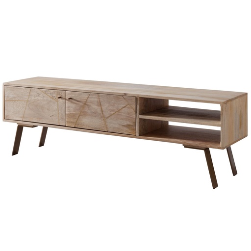 [A09863] Buffet bas HiFi SIKAR Maison de campagne en bois massif de manguier 145x47x35cm