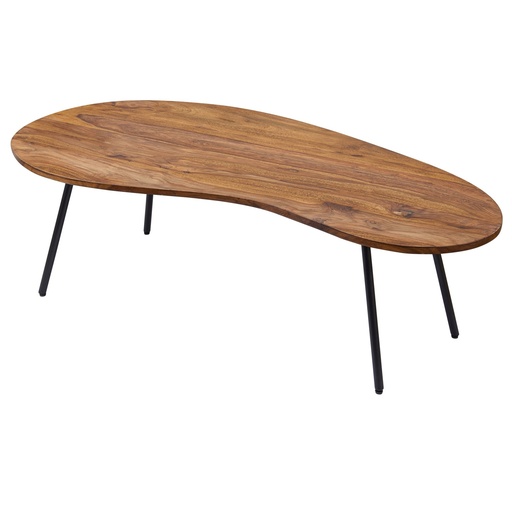 [A09865] Design table basse 122 x 36 x 63 cm Sheesham avec pieds en métal noir