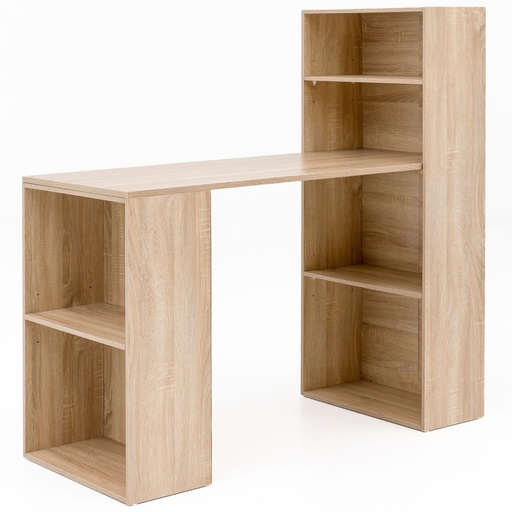 [A09890] Bureau avec étagère 120 x 120 x 53 cm Bois Sonoma moderne