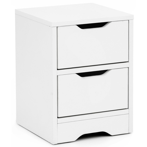 [A09897] Console de nuit 31x42x31cm blanc mat avec 2 tiroirs