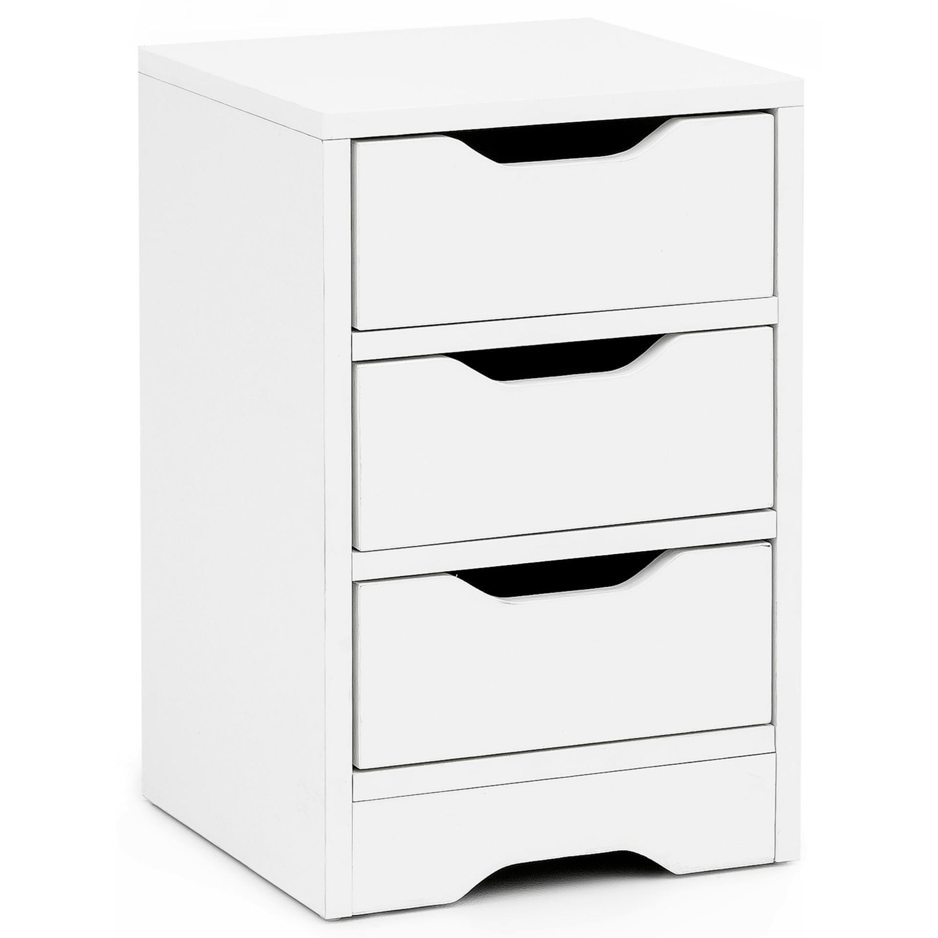 [A09898] Console de nuit 31x49x31 cm blanc mat avec 3 tiroirs