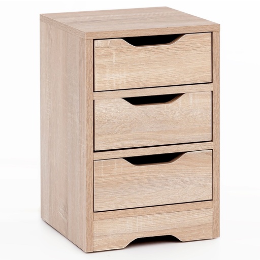 [A09899] Console de nuit 31x49x31 cm Sonoma avec 3 tiroirs