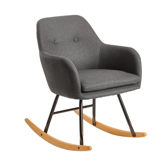 [A10059] Fauteuil à bascule gris foncé 71x76x70cm design Malmo tissu / bois