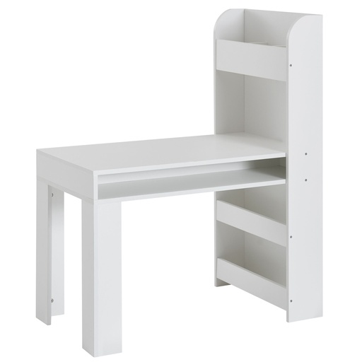 [A10134] Bureau pour enfants blanc 90x50x110 cm table à peindre chambre d'enfant avec étagère, table pour enfants moderne, bureau d'étudiant avec espace de rangement