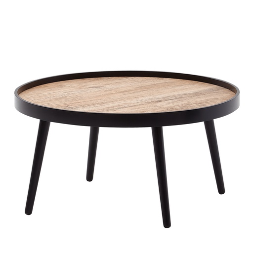 [A10173] Table basse ronde 76 x 76 x 40 cm Noir Marron Table de canapé Table de salon ronde moderne Table de salon Table de salon Grande WL6.496