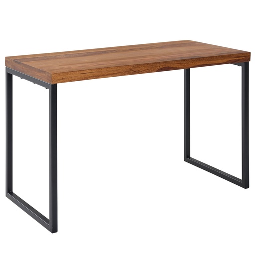 [A10190] Bureau Sheesham bois massif/métal 117x59x76,5 cm table d'ordinateur, table de bureau design petite foncée, table d'étude pour ordinateur portable