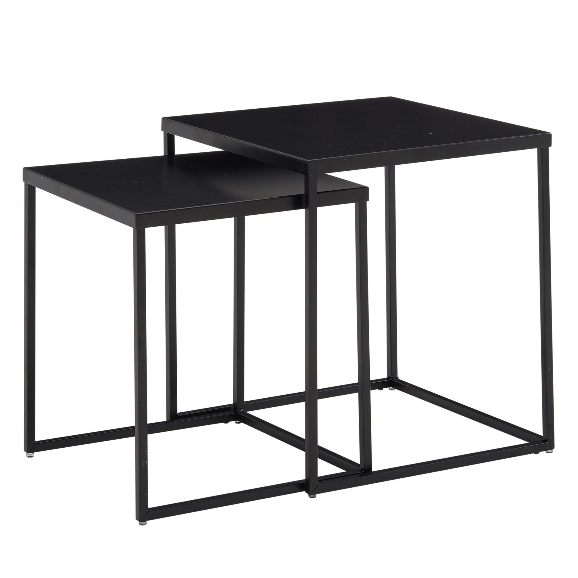 [A10233] Table de Salon Lot de 2 Tables d'appoint en métal carrées Noir Design Industriel Table d'appoint Table de canapé Table Basse carrée