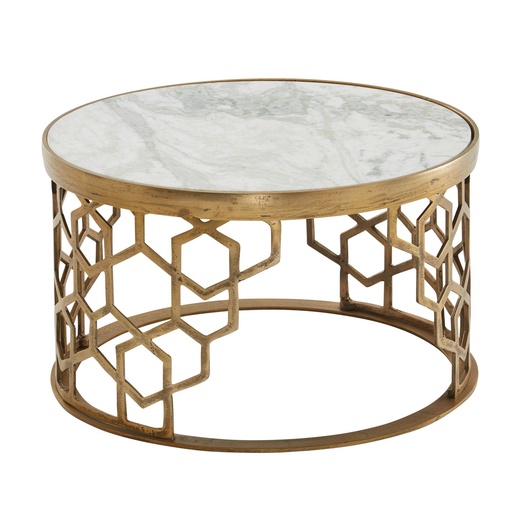 [A10247] Table basse en marbre véritable blanc 60x60x36 cm Table de canapé en métal doré, table de salon design ronde, petite table basse moderne