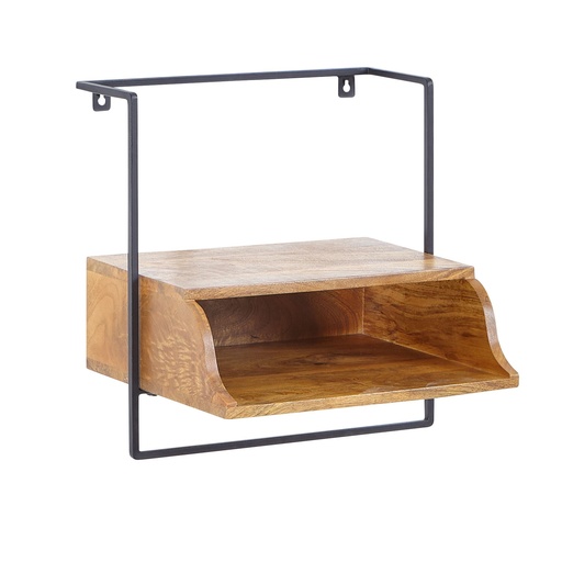 [A10252] Console de nuit pour montage mural 44x45x35 cm table de chevet en bois massif de manguier, table de chevet avec étagère, étagère murale flottante pour lit à sommier tapissier