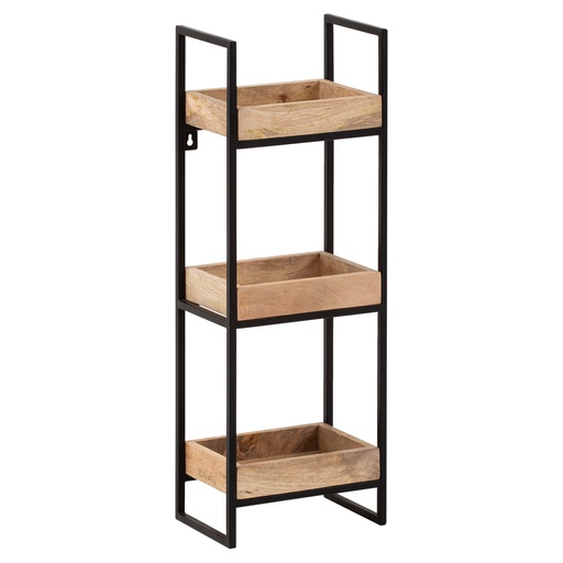 [A10321] Etagère Murale 27x77x18 cm Étagère Suspendue en Bois Massif/Métal de Manguier Industriel, Etagère Flottante Design Rectangulaire, avec 3 Etagères & Structure en Métal