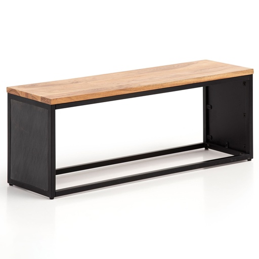 [A10336] Banc en bois d'acacia massif/aspect pierre 120 x 45 x 35 cm, banc d'entrée avec structure en métal, banc de lit design, petit banc de vestiaire, banc de salle à manger