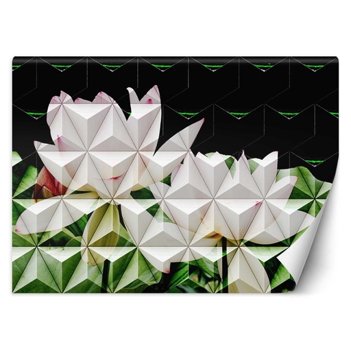 Papier peint imprimé sur toile avec colle motif fleur de lotus géométrique