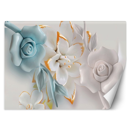 Photo murale pour salon au style abstrait et moderne fleurs abstraites 3d